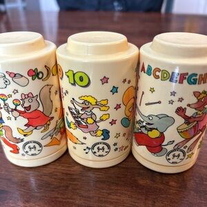 Vintage 1981 Johnson & Johnson Stackable Baby Roller Rattles, Set of 3